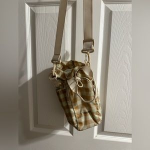 Calpak Tan and Cream Checkered Bag